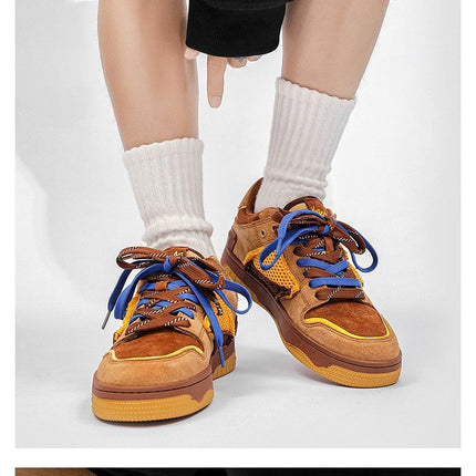 Vintage Sneakers Retro Skate Shoes Couple Matching Shoes Unisex Canvas Shoes - Camel - Size 8(AU8/EU39)