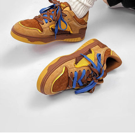 Vintage Sneakers Retro Skate Shoes Couple Matching Shoes Unisex Canvas Shoes - Camel - Size 9(AU9/EU40)