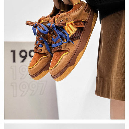 Vintage Sneakers Retro Skate Shoes Couple Matching Shoes Unisex Canvas Shoes - Camel - Size 9(AU9/EU40)