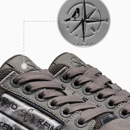 Leopard Print Sneakers Platform Chunky Shoes High-Top Casual Shoes Unisex - Gray pigeon - Size 5(AU5/EU36)