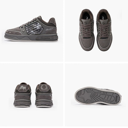 Leopard Print Sneakers Platform Chunky Shoes High-Top Casual Shoes Unisex - Gray pigeon - Size 7(AU7/EU38)