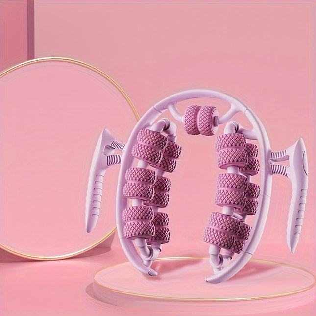 Pink 3D Water-Drop & 26-Wheel Yoga Massage Roller: Deep Muscle Relaxation and Body Shaping in One Portable Tool