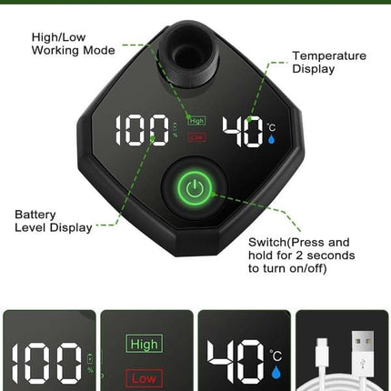 Portable shower pump, equipped with a rechargeable 6000mAh battery - outdoor shower, IPX7 waterproof, with temperature display - suitable for camping, car washing and pet car washing (gray)