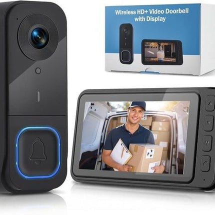 Smart Home Wireless Video Doorbell Smart Doorbell Caller Two-way Intercom Video Doorbell, 1080P Image And 4.5 Inch Screen - No WiFi Required - Range Up To 120 Meters - Night Vision