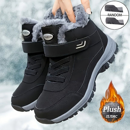 Women's winter boots, couple style, autumn and winter, men's and women's outdoor sports high-top hiking shoes, women's warm, fleece-lined, thick, slip-resistant, abrasion-resistant, soft sole, old people's shoes, parents' shoes, large size, short boots, m