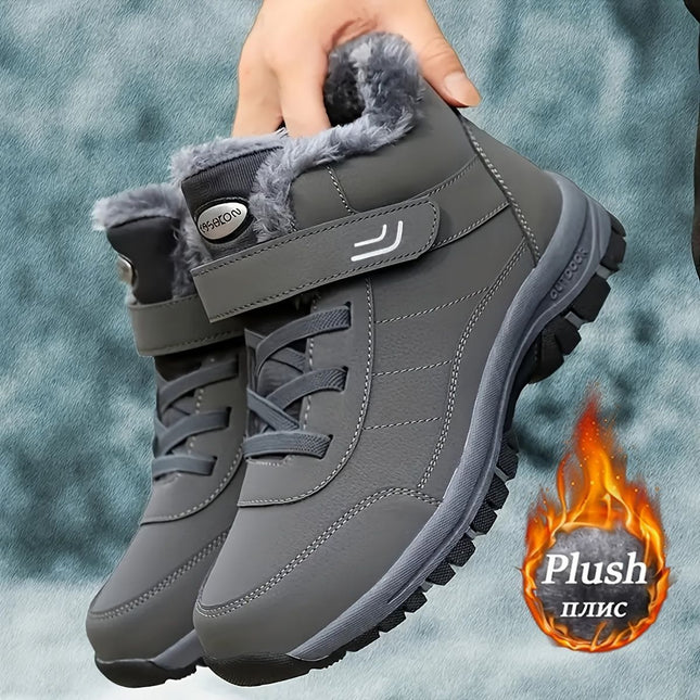 Women's winter boots, couple style, autumn and winter, men's and women's outdoor sports high-top hiking shoes, women's warm, fleece-lined, thick, slip-resistant, abrasion-resistant, soft sole, old people's shoes, parents' shoes, large size, short boots, m