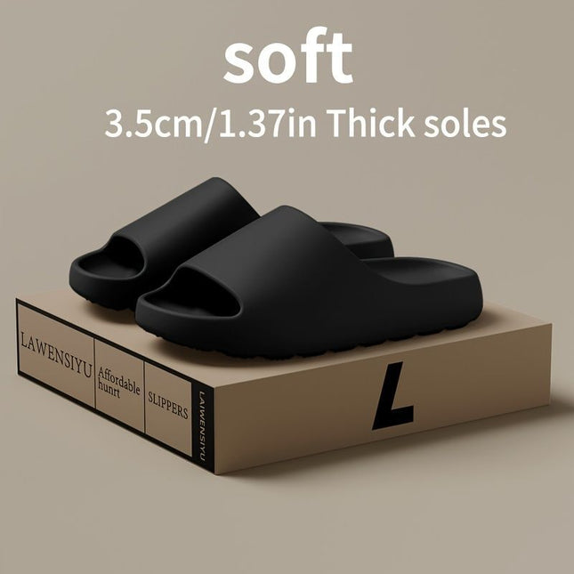 Unisex Soft Thick-Sole Slippers – 3.5cm Cushioned Comfort - Black - Size 9(AU9/EU40)