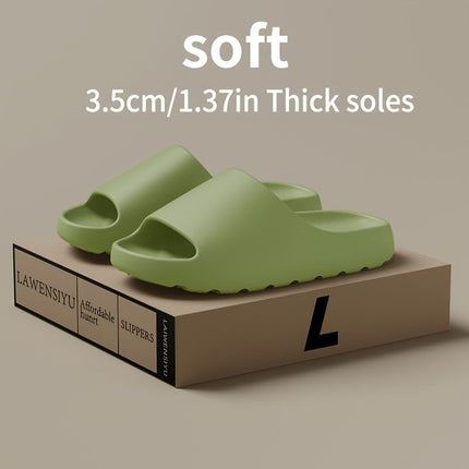 Unisex Soft Thick-Sole Slippers – 3.5cm Cushioned Comfort - Green - Size 8(AU8/EU39)