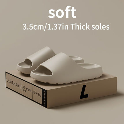 Unisex Soft Thick-Sole Slippers – 3.5cm Cushioned Comfort - White - Size 6(AU6/EU37)