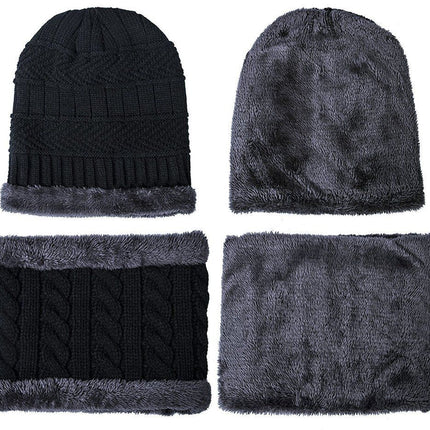 Warm Winter Beanie Hat & Scarf Set Stylish Knit Skull Cap for Men Women - Blue - Size M