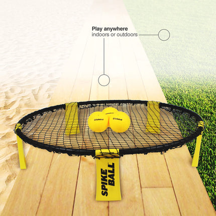 W3 Ball Original Roundnet Game Set, 4-Player Outdoor Volleyball with 3 Balls, Net & Bag for Lawn, Sand & Indoors