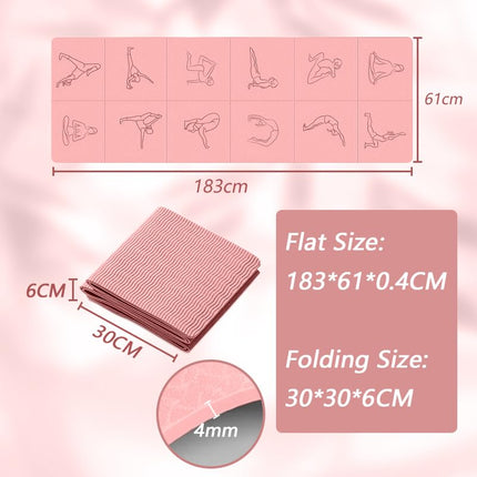 Portable Foldable Yoga Mat – Dual-Sided Non-Slip TPE Exercise Mat for Yoga, Pilates, Kids Nap & Travel (Black) | Other Colors Available in Store