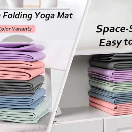 Portable Foldable Yoga Mat – Dual-Sided Non-Slip TPE Exercise Mat for Yoga, Pilates, Kids Nap & Travel (Black) | Other Colors Available in Store