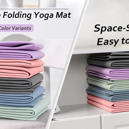 Portable Foldable Yoga Mat – Dual-Sided Non-Slip TPE Exercise Mat for Yoga, Pilates, Kids Nap & Travel (Purple) | Other Colors Available in Store