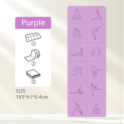Portable Foldable Yoga Mat – Dual-Sided Non-Slip TPE Exercise Mat for Yoga, Pilates, Kids Nap & Travel (Purple) | Other Colors Available in Store
