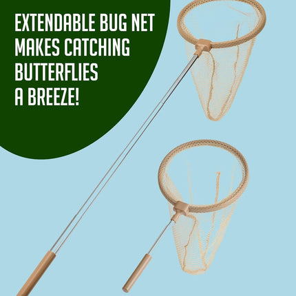Kids Bug Catching Kit with Extendable Net, Magnifier & Observation Habitat – Outdoor Exploration Toy for Backyard & Camping (Brown)