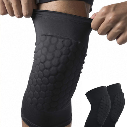 Honeycomb Knee Pads for Kids, Teens & Adults – Protective Compression Knee Guards for Basketball, Football, Cycling & Running(Black,S)