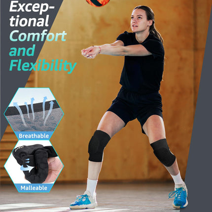 Honeycomb Knee Pads for Kids, Teens & Adults – Protective Compression Knee Guards for Basketball, Football, Cycling & Running(Black,S)
