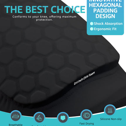 Honeycomb Knee Pads for Kids, Teens & Adults – Protective Compression Knee Guards for Basketball, Football, Cycling & Running(Black,S)