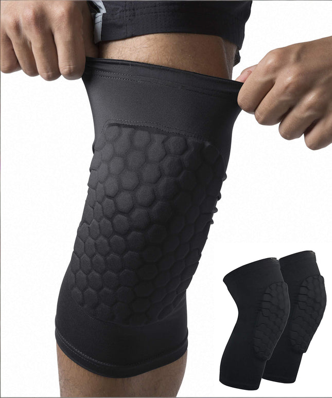 Honeycomb Knee Pads for Kids, Teens & Adults – Protective Compression Knee Guards for Basketball, Football, Cycling & Running(Black,XXL)