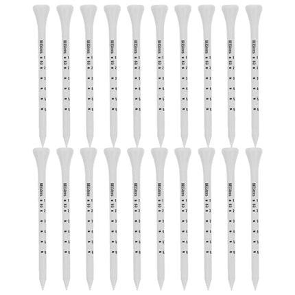 Golf Tee Pack of 100 with Measurement Scale – White Plastic Tees for Driving Range, Practice & Tournament Use (White)