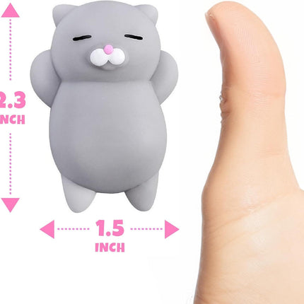 2 PCS Mini Cat Squishy Toy for Office & Classroom – Soft Silicone Stress Reliever to Calm Anxiety (Grey & White)