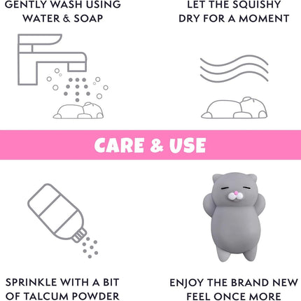 2 PCS Mini Cat Squishy Toy for Office & Classroom – Soft Silicone Stress Reliever to Calm Anxiety (Grey & White)
