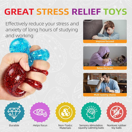 4 PCS Glitter Ice Cube Squishy Toy for Office & Classroom – Slow Rising Stress Reliever to Calm Anxiety (Multicolor)