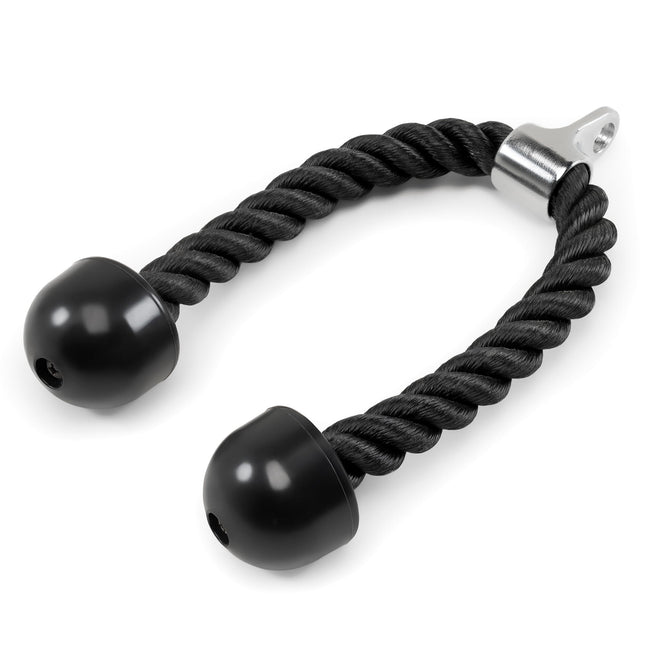 Heavy-Duty Dual-Handle Triceps Rope for Cable Machine – Braided Nylon Fitness Attachment with Rubber Ends (Black)