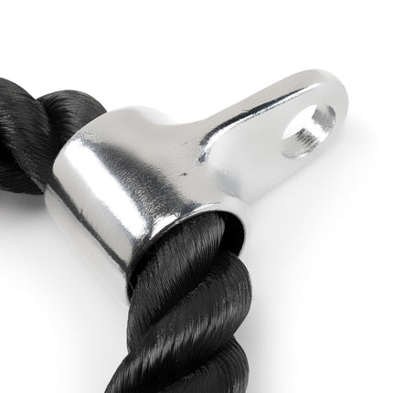 Heavy-Duty Dual-Handle Triceps Rope for Cable Machine – Braided Nylon Fitness Attachment with Rubber Ends (Black)