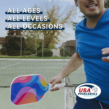 Pickleball Paddle Set with 4 Balls – Fiberglass Surface, Lightweight Grip | Indoor & Outdoor Play
