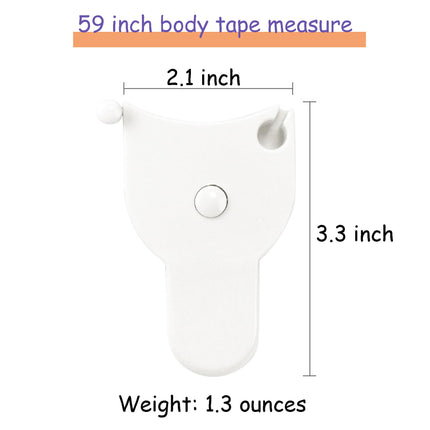 Soft Retractable Body Tape Measure for Fitness, Tailoring & Home Use – 60-Inch Dual-Scale Measuring Tape with Lock, 3-Pack of Identical Units (White)