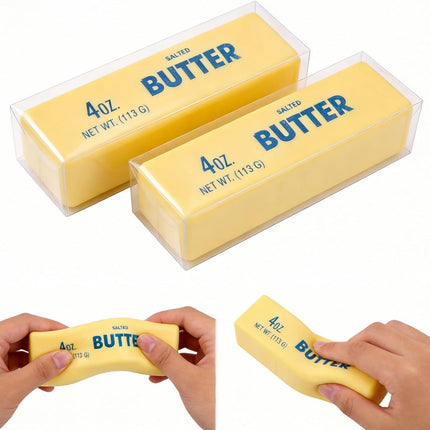 2 PCS Giant Butter Stick Squishy Toy for Office & School – Slow Rising Stress Reliever to Calm Anxiety (Yellow)