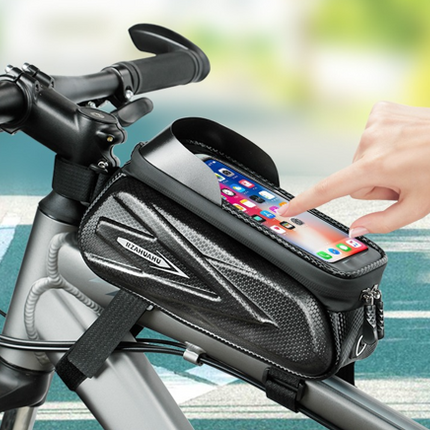 Waterproof Bike Frame Bag with Touchscreen Window: Hard Shell Bicycle Bag for Phone & Gear, Perfect for Aussie Riders