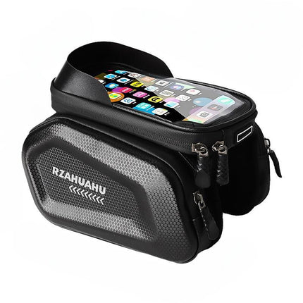 Waterproof Bike Frame Bag with Touchscreen & Headphone Hole: 3-in-1 Capacity Bicycle Bag for Phones & Gear, Aussie Cyclist Essential