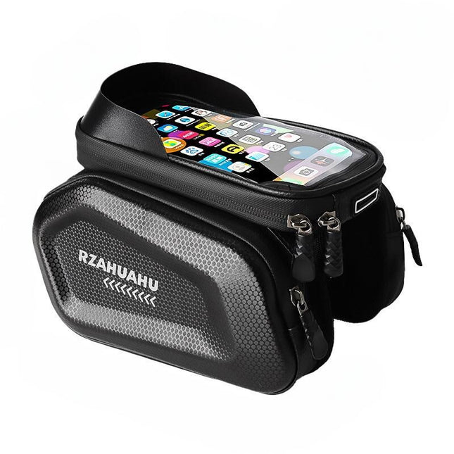 Waterproof Bike Frame Bag with Touchscreen & Headphone Hole: 3-in-1 Capacity Bicycle Bag for Phones & Gear, Aussie Cyclist Essential