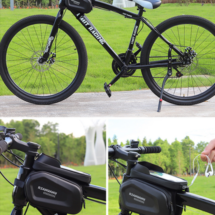 Waterproof Bike Frame Bag with Touchscreen & Headphone Hole: 3-in-1 Capacity Bicycle Bag for Phones & Gear, Aussie Cyclist Essential