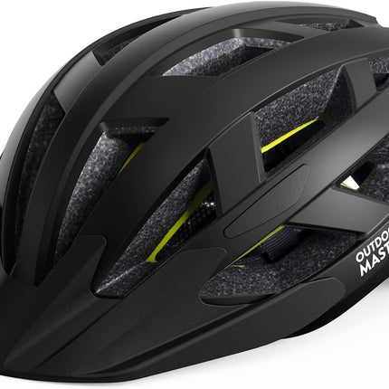OutdoorMaster Bike Helmet Adult Men Women MIPS Certified Bicycle Helmet with Two Removable Liners & Ventilation Cycling Helmet for Mountain&Motorway-Carbon Black,Medium