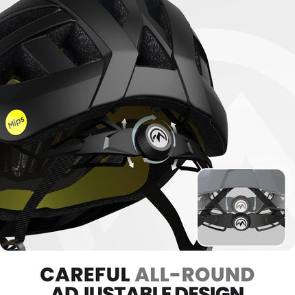 OutdoorMaster Bike Helmet Adult Men Women MIPS Certified Bicycle Helmet with Two Removable Liners & Ventilation Cycling Helmet for Mountain&Motorway-Carbon Black,Medium