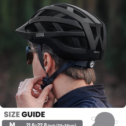 OutdoorMaster Bike Helmet Adult Men Women MIPS Certified Bicycle Helmet with Two Removable Liners & Ventilation Cycling Helmet for Mountain&Motorway-Carbon Black,Medium