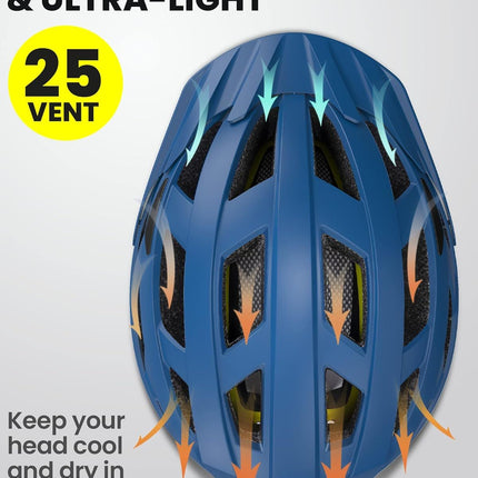 OutdoorMaster Bike Helmet Adult Men Women MIPS Certified Bicycle Helmet with Two Removable Liners & Ventilation Cycling Helmet for Mountain&Motorway-Ocean Blue,Medium