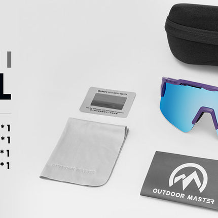 OutdoorMaster Hawk II Polarized Sports Sunglasses for Men Women, TAC 100% UV400 Protection TR90 Frame Cycling Sunglasses, Baseball Running Fishing Golf Glasses-White Frame+revo Blue Cat.3
