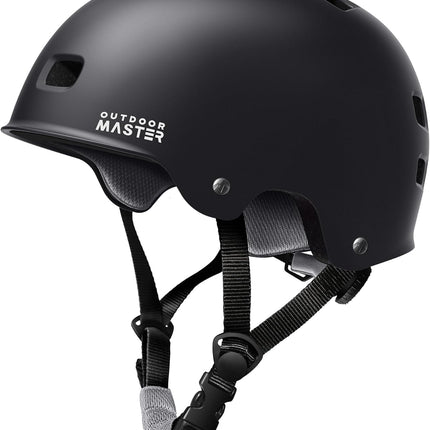 OutdoorMaster Skateboard Cycling Helmet - Two Removable Liners Ventilation Multi-Sport Scooter Roller Skate Inline Skating Rollerblading for  Adults-Black-Small