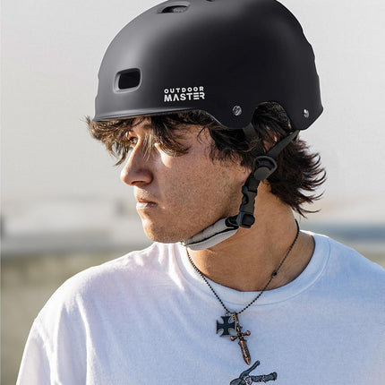 OutdoorMaster Skateboard Cycling Helmet - Two Removable Liners Ventilation Multi-Sport Scooter Roller Skate Inline Skating Rollerblading for  Adults-Black-Small