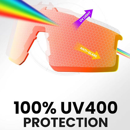 OutdoorMaster Hawk II Polarized Sports Sunglasses for Men Women, TAC 100% UV400 Protection TR90 Frame Cycling Sunglasses, Baseball Running Fishing Golf Glasses-White Frame+revo Red Cat.3,Adult