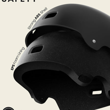 OutdoorMaster Skateboard Cycling Helmet - Two Removable Liners Ventilation Multi-Sport Scooter Roller Skate Inline Skating Rollerblading for  Adults-Black-Large
