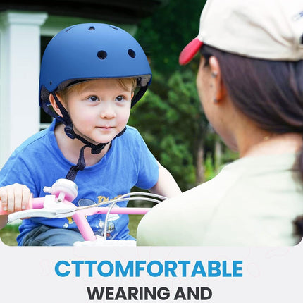 OutdoorMaster Youth & Kids Bike Helmet - Adjustable Multi-Sports Skateboard Helmet with Removable Liners for Balance Bike, Toddler Scooter, One Wheel Hoverboard-Blue-S