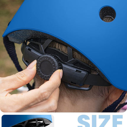 OutdoorMaster Youth & Kids Bike Helmet - Adjustable Multi-Sports Skateboard Helmet with Removable Liners for Balance Bike, Toddler Scooter, One Wheel Hoverboard-Blue-S