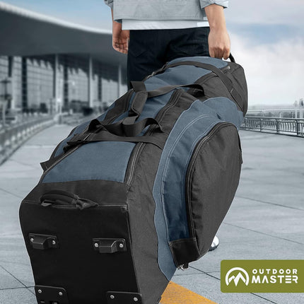 OutdoorMaster Padded Golf Club Travel Bag with Wheels, 900D Heavy Duty Oxford Waterproof -Alligators-Blue
