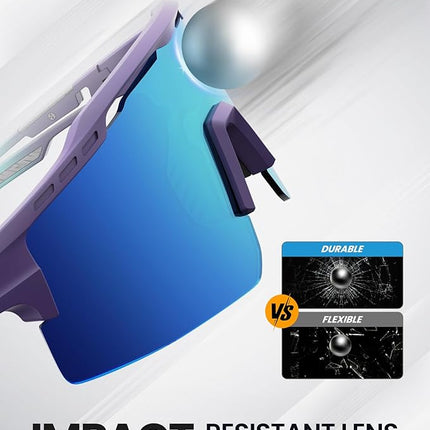 OutdoorMaster Hawk II Polarized Sports Sunglasses for Men Women, TAC 100% UV400 Protection TR90 Frame Cycling Sunglasses, Baseball Running Fishing Golf Glasses-Blue Frame+revo Blue Cat.3,Adult